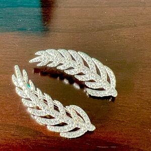 Amorium NY Silver and Crystal Leaf Earrings